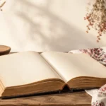 Стара книга та вишитий рушник на дерев'яному столі